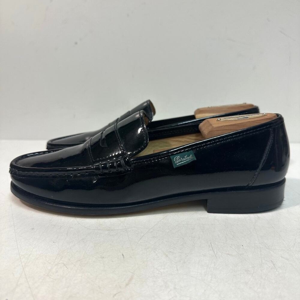 NWOT Paraboot Black Patent Leather Loafer Veritable Mocassin Cousu Main US 7 D